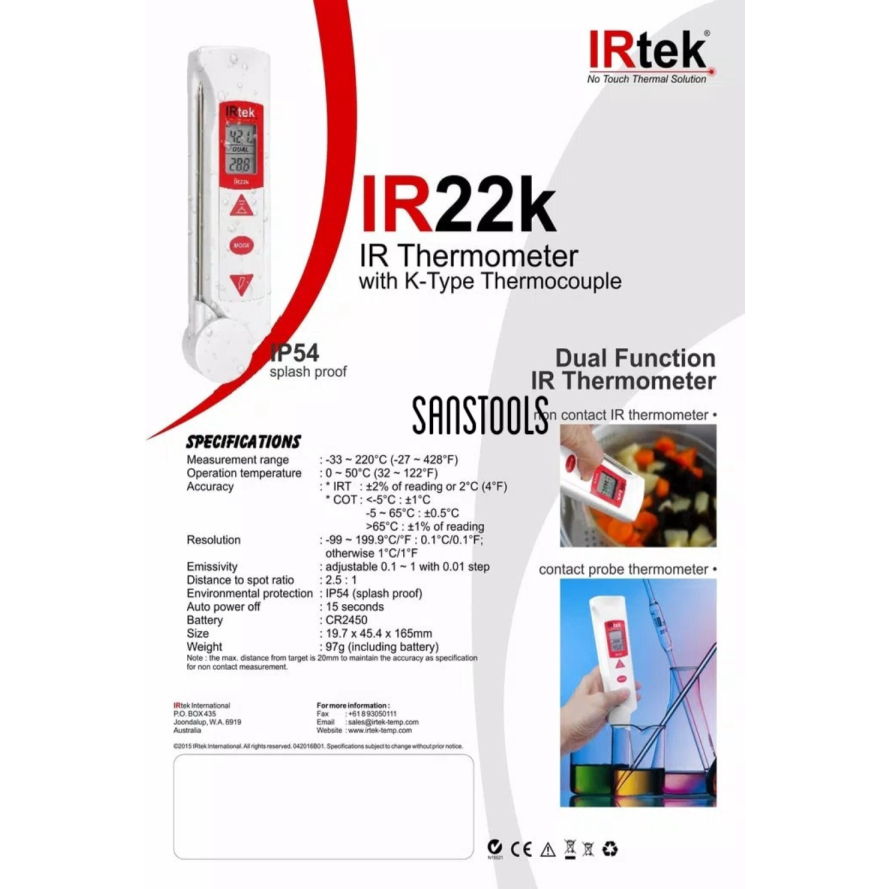 

Irtek IR22K dual function thermometer non contact IR 22K ukur suhu Berkualitas