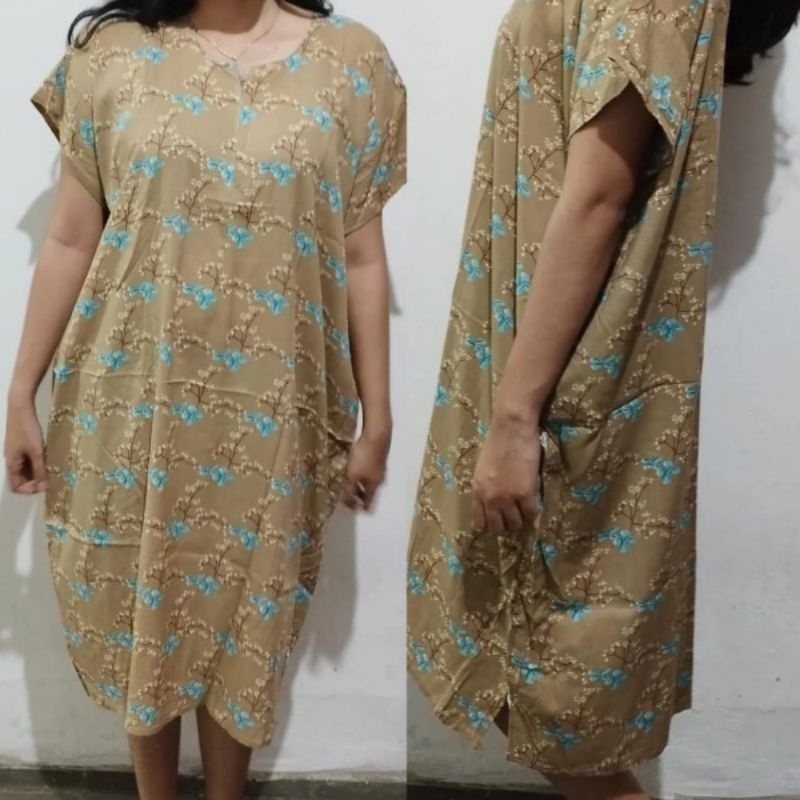 Daster zipper motif bunga sakura