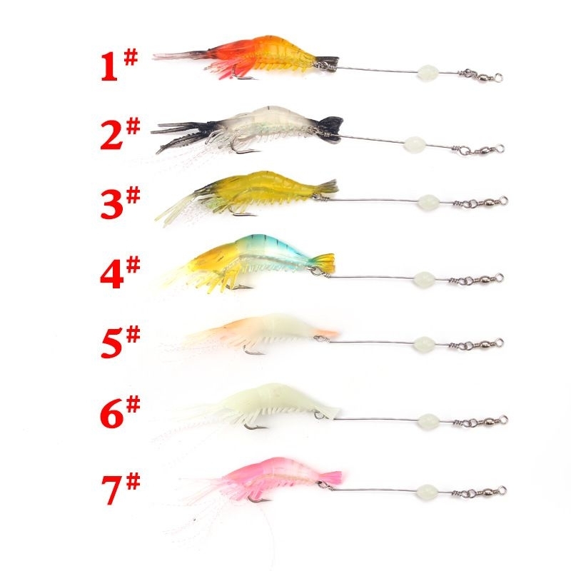 umpan pancing softlure umpan tiruan  udang bahan silicone dengan kail menyala dalam gelap super gaco