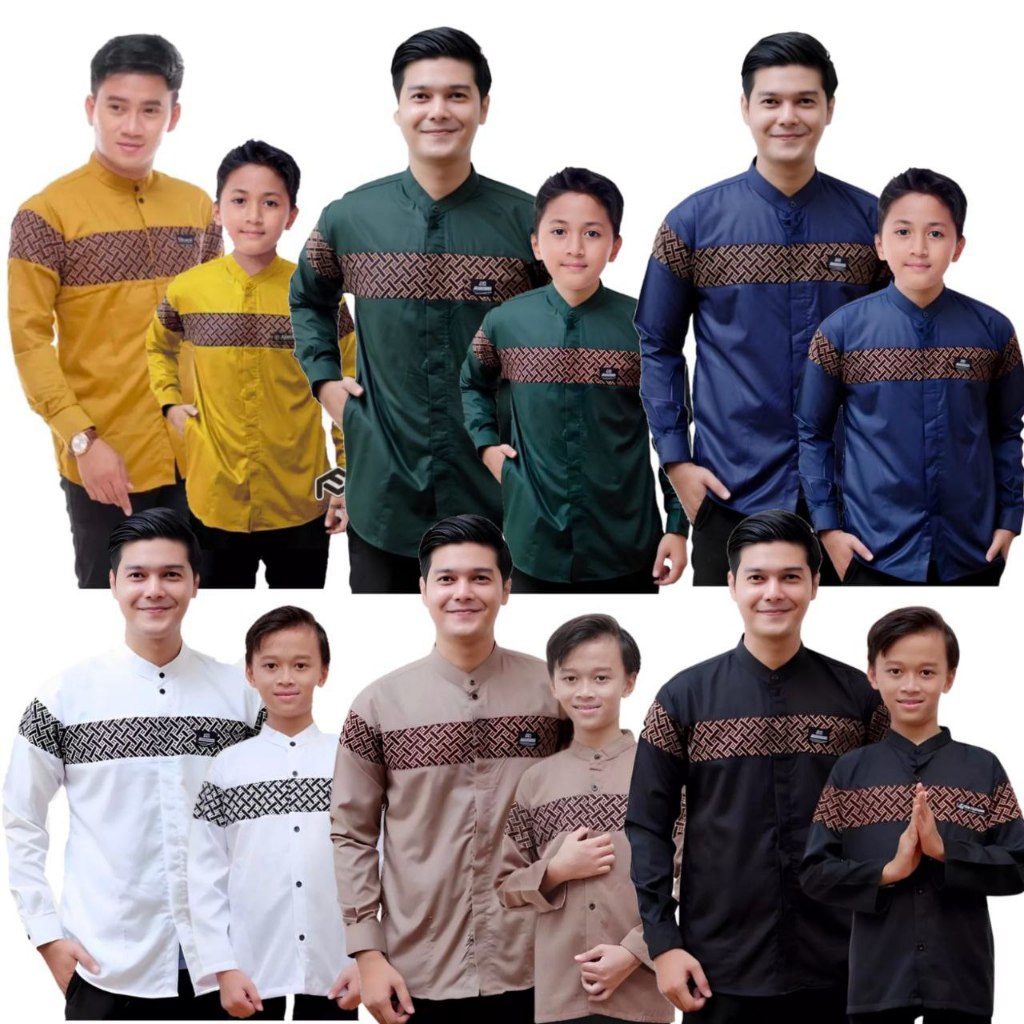 BARS CLOTH.CO Baju Lebaran Couple Pasangan 2024 Kemeja Koko Ayah Dan Anak Laki Laki Kurta El Rumi Ra