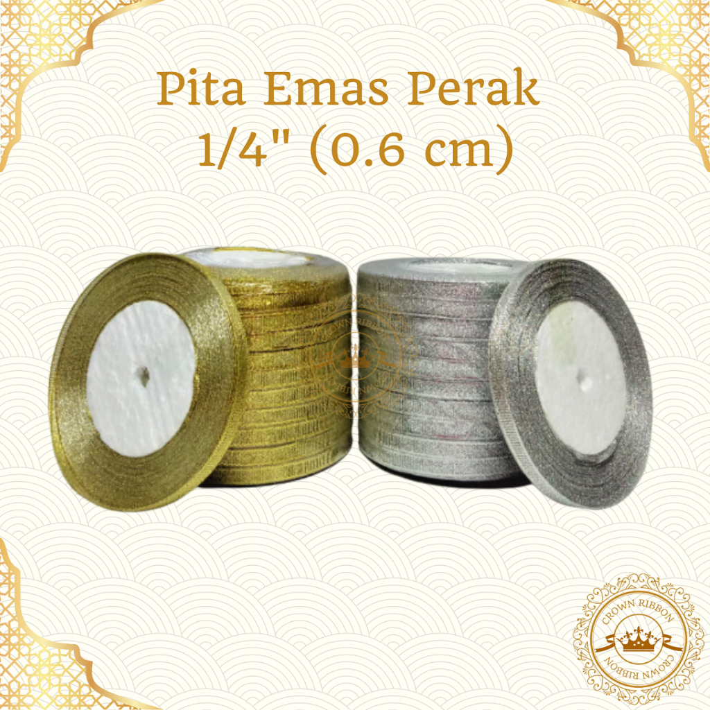 

Pita Emas Perak Gliter 1/4 inch = 0.6 cm 3