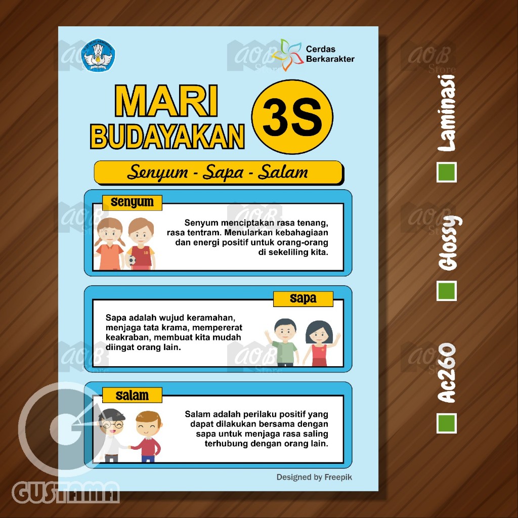 

Poster Mari Budayakan 3S, Poster Edukasi Laminasi Glossy A3