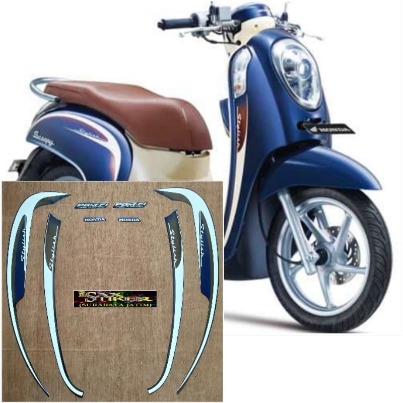 Striping Original Honda Scoopy Stylish biru tua tahun 2013
