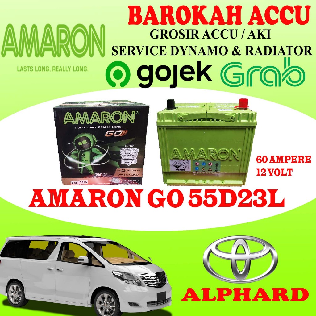 AKI MOBIL TOYOTA ALPHARD AMARON GO 55D23L , 60 AH