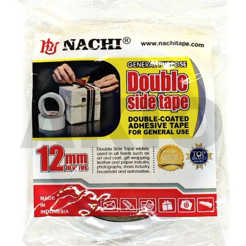 

Double Tape Tip Bening NACHI 1/2" inch 12 mm x 10 Yard Kuat Tipis Isolasi Bolak Balik