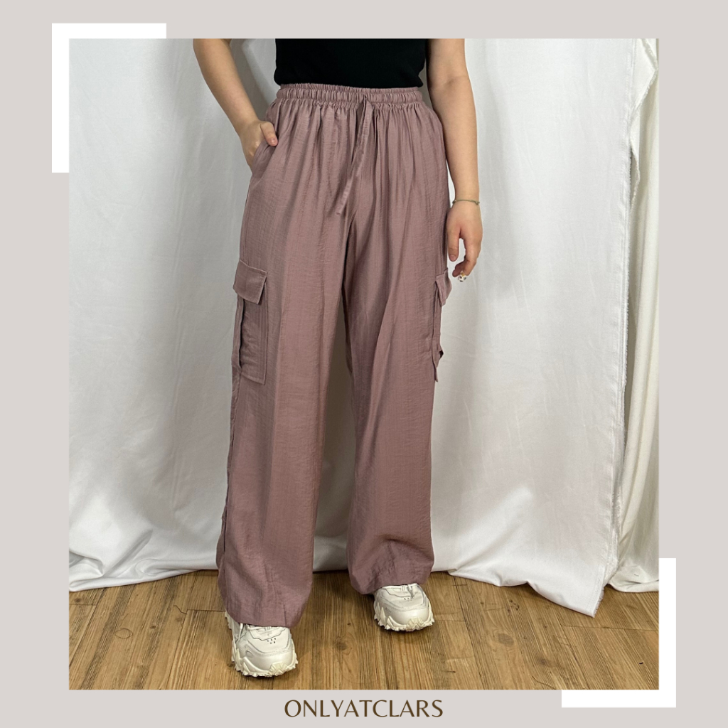 MAY CARGO LINEN PANTS celana kulot cargo bahan armani linen jumbo kargo wanita