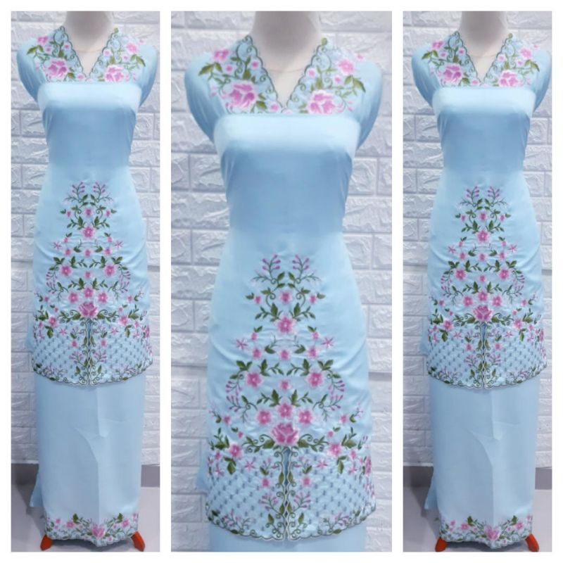 Bahan Baju Kurung Bordir Motif Kerancang Belah - 02