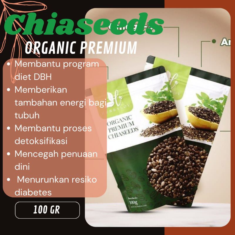 

Chiaseeds Chia Seeds By Herbamore Herbalov Organik Premium Membantu Proses Detok Diet Menurunkan Berat Badan DBH Mencegah Penuaan Dini