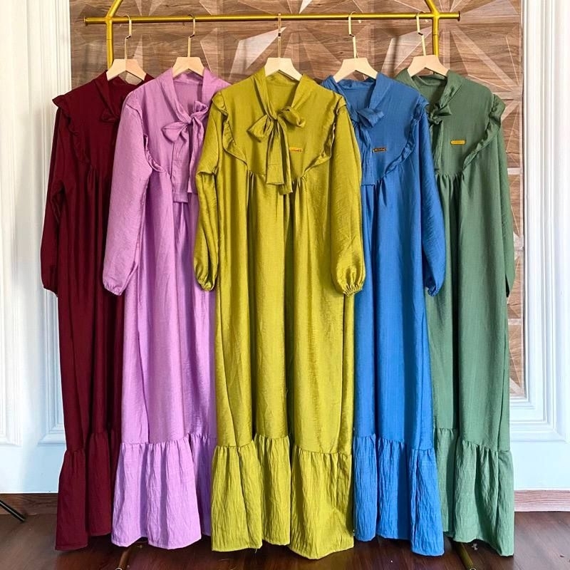 gamis wanita / gamis polo linen / gamis polo linen premium terbaru / gamis