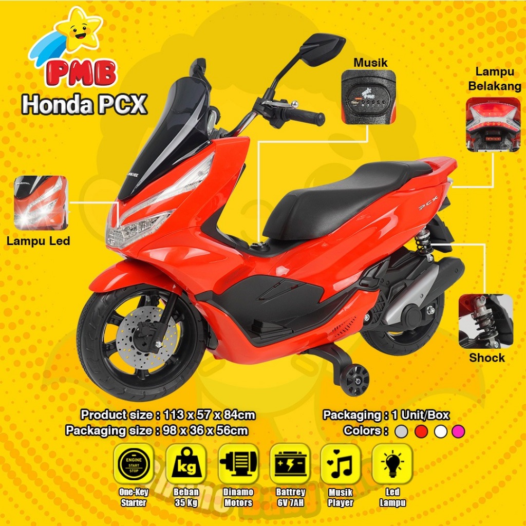 MAINAN MOTOR AKI ANAK PMB M988 HONDA PCX/MOTOR AKI ANAK PCX/MAINAN ANAK MOTOR AKI HONDA PCX PMB M988