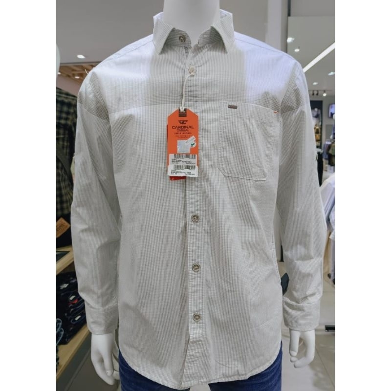 Kemeja katun panjang pria Cardinal casual original mens EAKAR01379J 08A putih