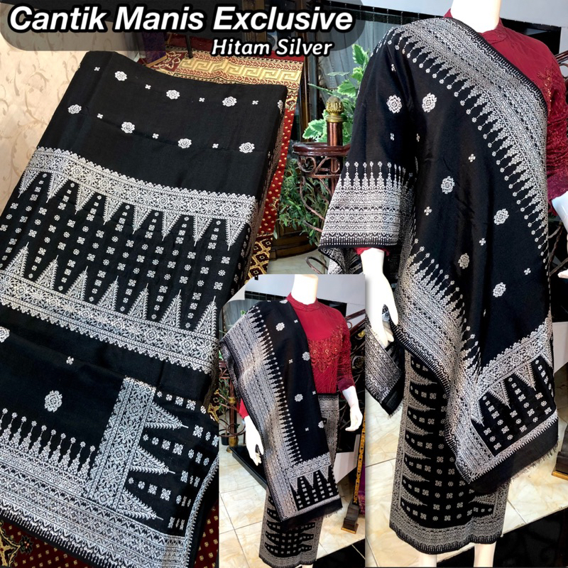Songket Cantik Manis Exclusive Hitam Silver /songket tenun asli palembang /ilham songket palembang /