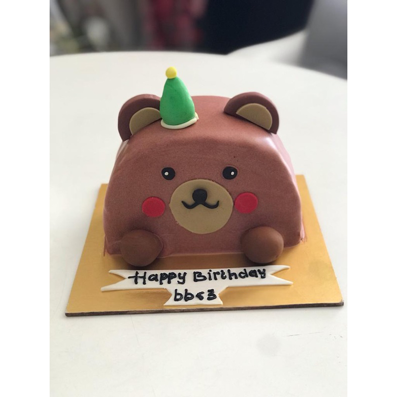 

half cake kue setengah lingkaran kue ultah beruang cake teddy bear kado ultah kue birthday korean cake