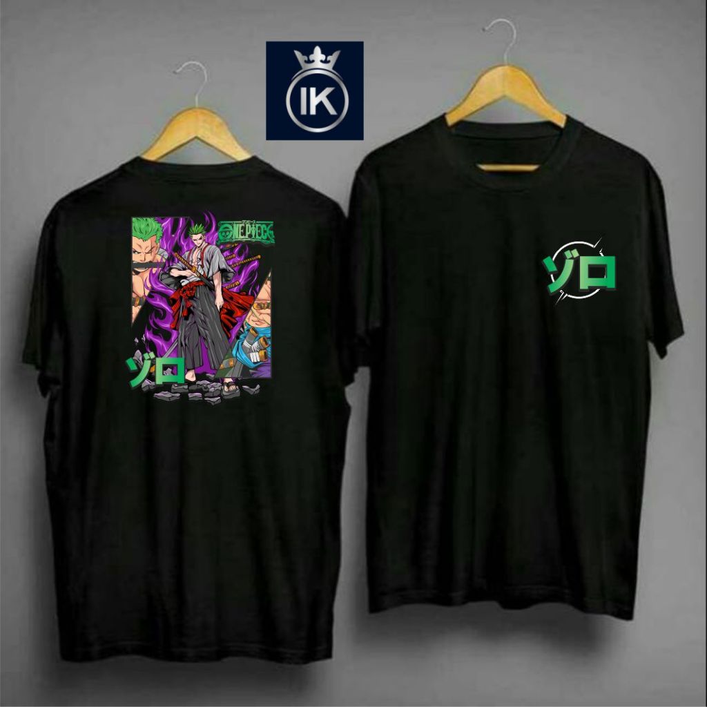 KAOS ANIMASI LUTFI ONEPEACE DB PENDEKAR SAMURAI RAMBUT HIJAU/KAOS COD UNISEX