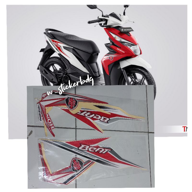 Striping Stiker Bodi Honda Beat ESP 2019 Merah Putih