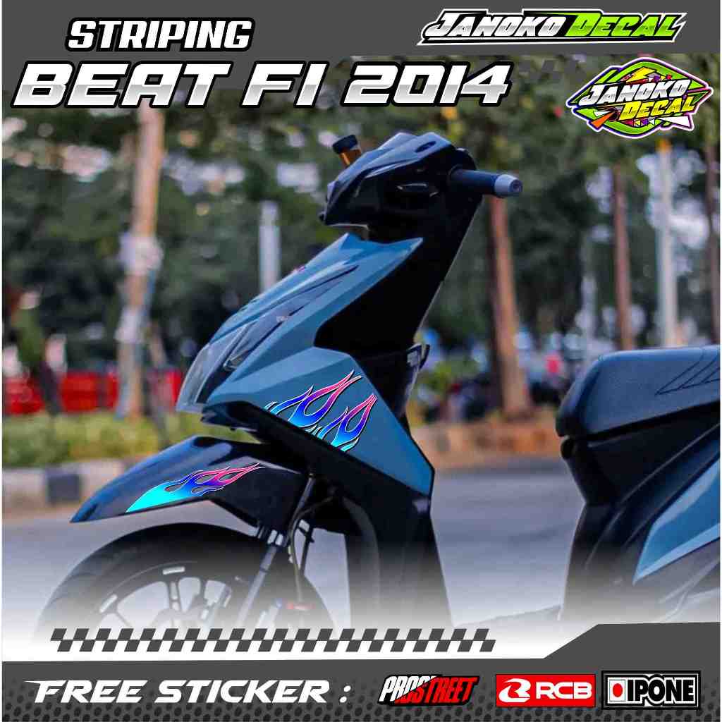 STRIPING VARIASI HONDA BEAT FI 2014 DESIGN API / STIKER LIST VARIASI MOTOR BEAT FI 2014