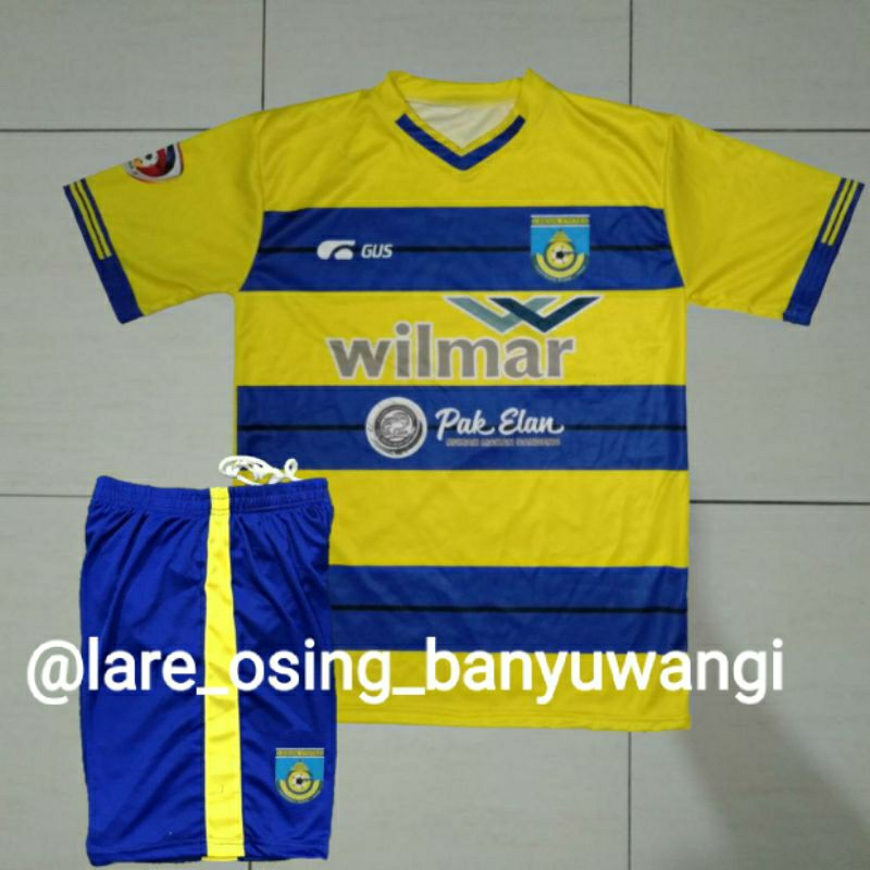 SETELAN DEWASA GRESIK UNITED FC 2019 / 2020 HOME LIGA 3 JERSEY CELANA KUNING BIRU PRINTING