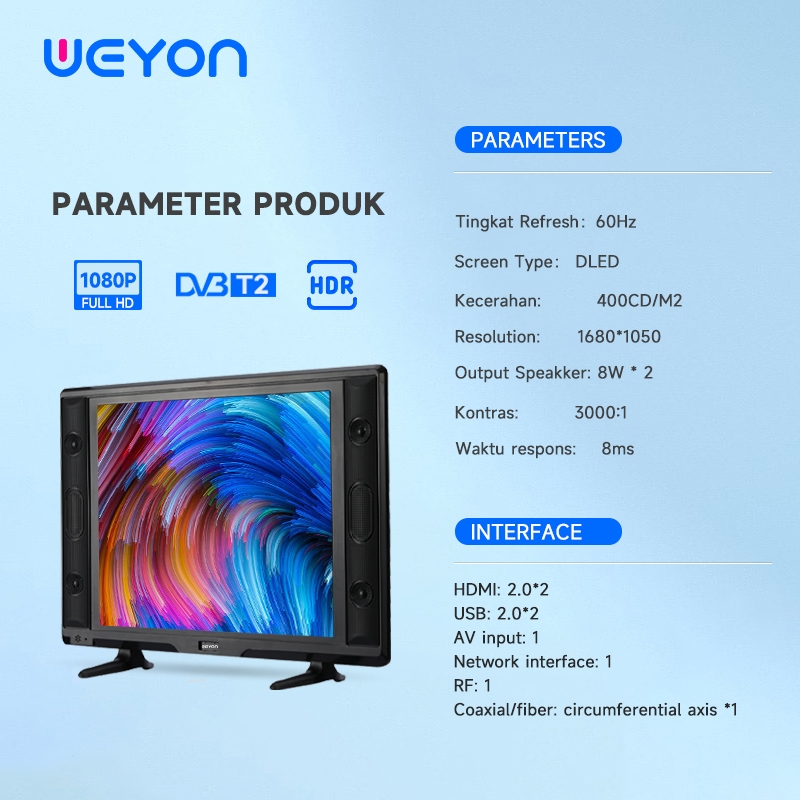 Weyon TV LED 24/25 inch tv led FHD Digital Televisi