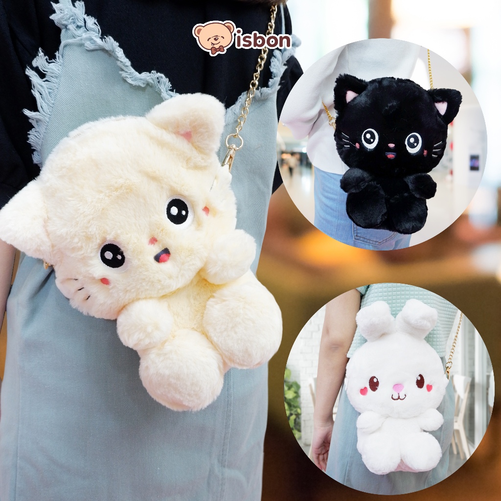 ISTANA BONEKA Tas Sling Bag Mono &amp; Bunny Karakter Kucing Kelinci Lucu Bahan Premium Tas Selempang Anak