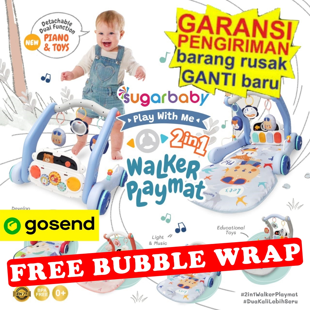 READY BANDUNG SUGAR BABY SUGARBABY 2in1 Baby Walker & Playmat/Push Walker/Alat Bantu Jalan Anak  NEW