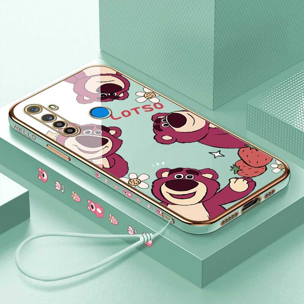 Case Glossy Fashion Bear + Strap Case Oppo Case Xiaomi Case Iphone Case Samsung Case Vivo Case Realm