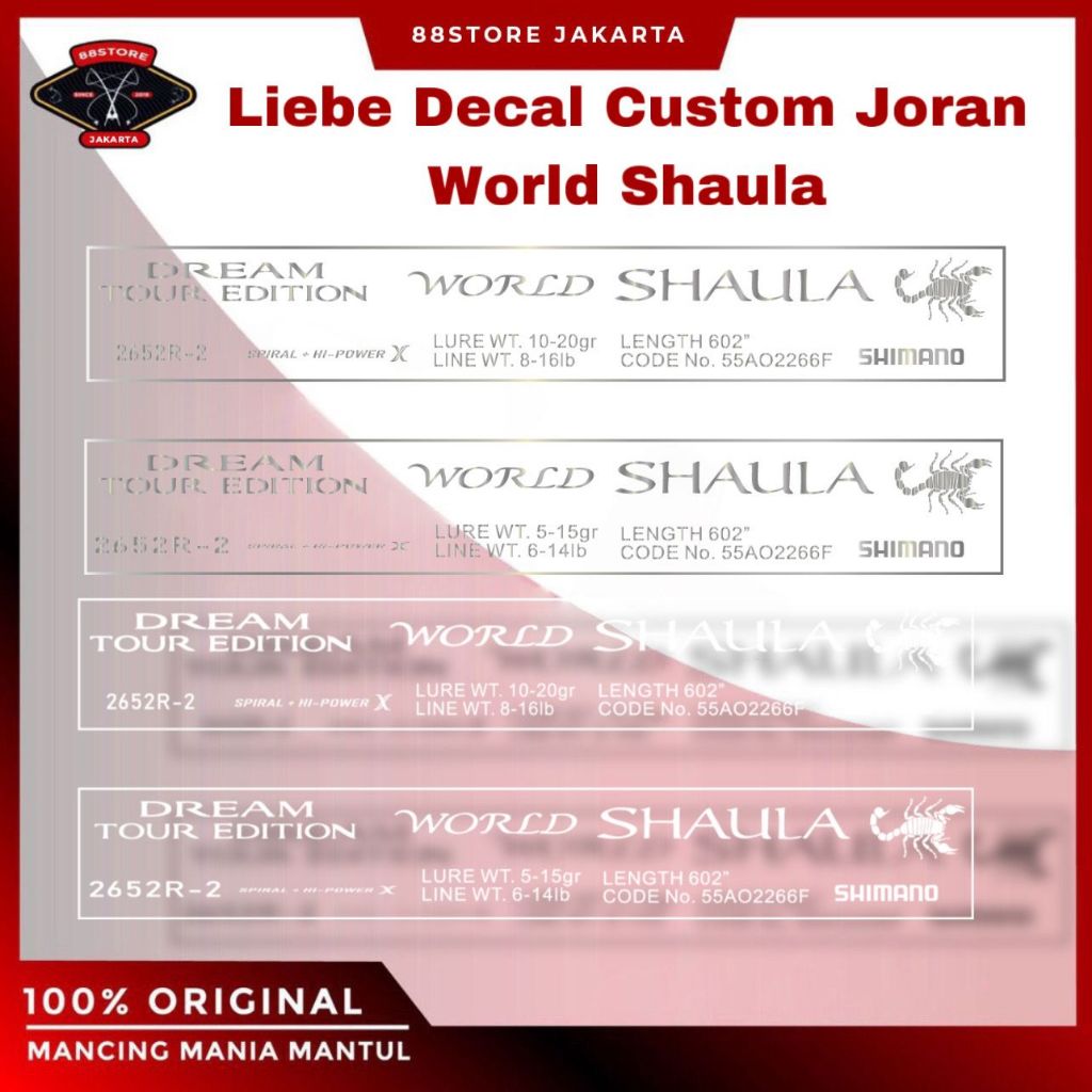 88storejakarta Liebe sticker decal joran shimano scorpion shaula 6-14lbs/8-16lbs (BELI 1 GRATIS 1)