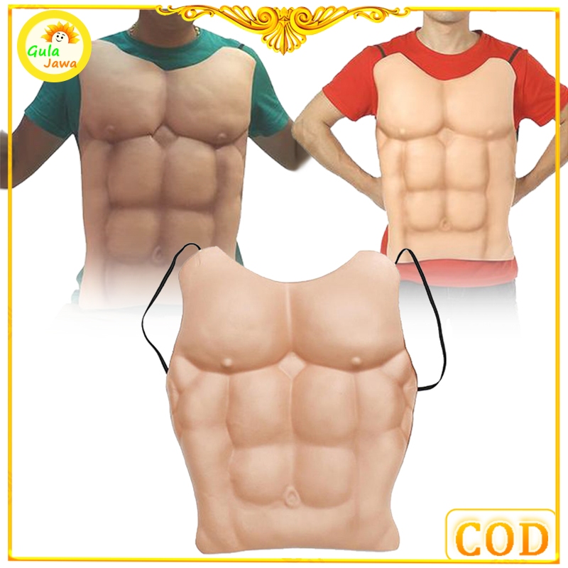 Setelan Otot Dada Palsu Pria Cosplay Otot Simulasi Buatan
