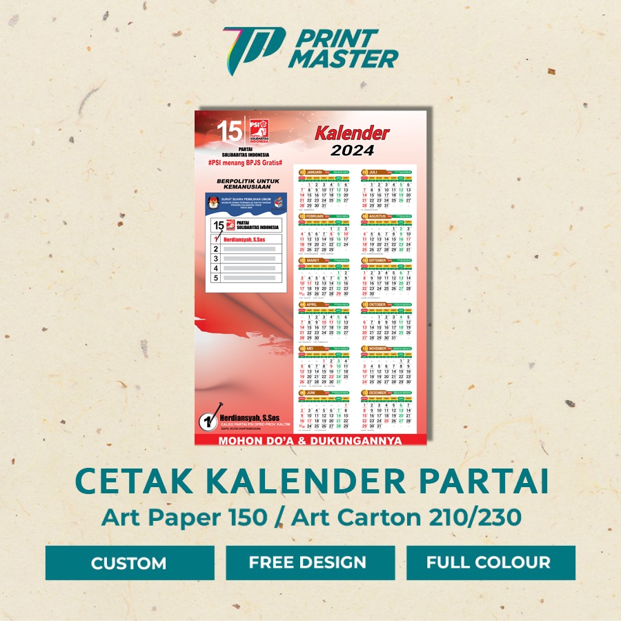 

Cetak Kalender Dinding Partai Custom