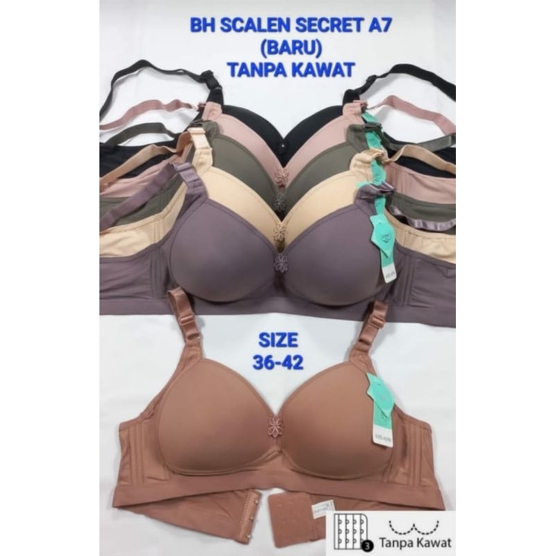 Bh Bra Scalen Secret A7 Licin Cup Besar / Full Cup Busa Tipis Kait 3 SIZE 36-42