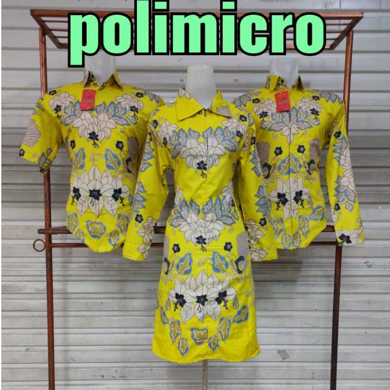 Baju Batik HSN Polimicro | Batik Pria | Batik Wanita | Batik Couple Yellow Model 4
