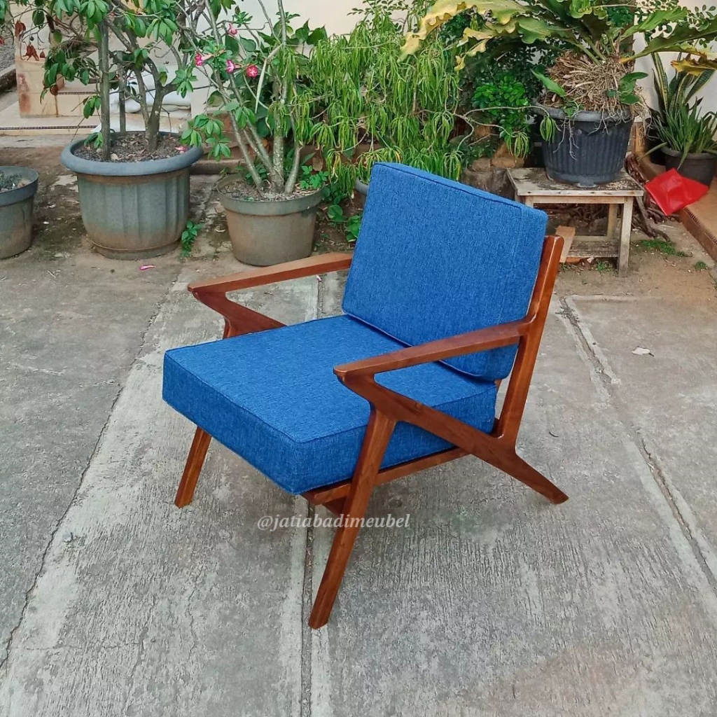 Kursi Malas Kursi Santai Minimalis Kayu Jati, Kursi Sofa Single Santai