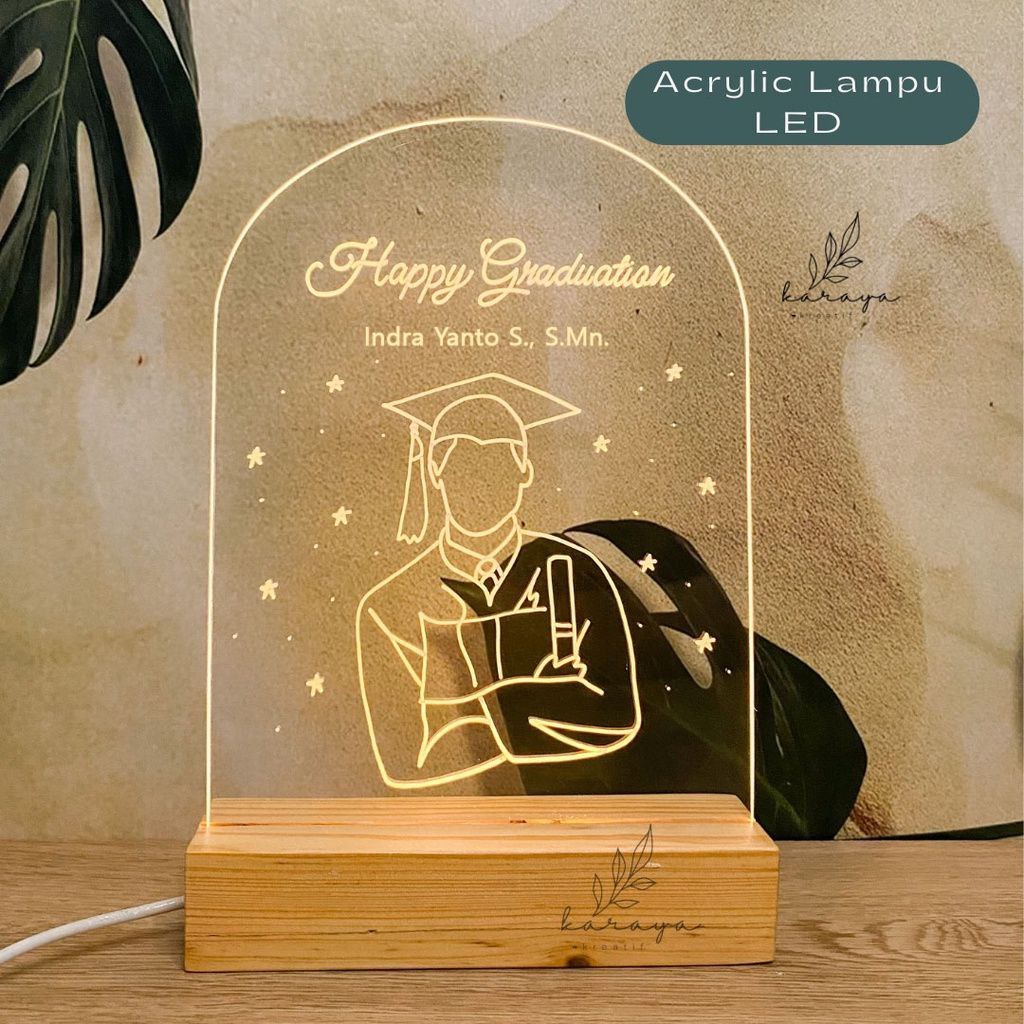Hadiah Gift Ulang Tahun Akrilik Graduation Birthday Wisuda Estetik Cewek Cowok