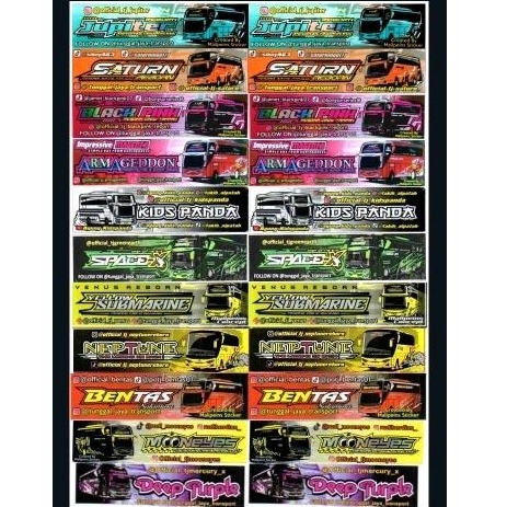 

stiker bus telolet tunggal jaya lengkap 22pcs