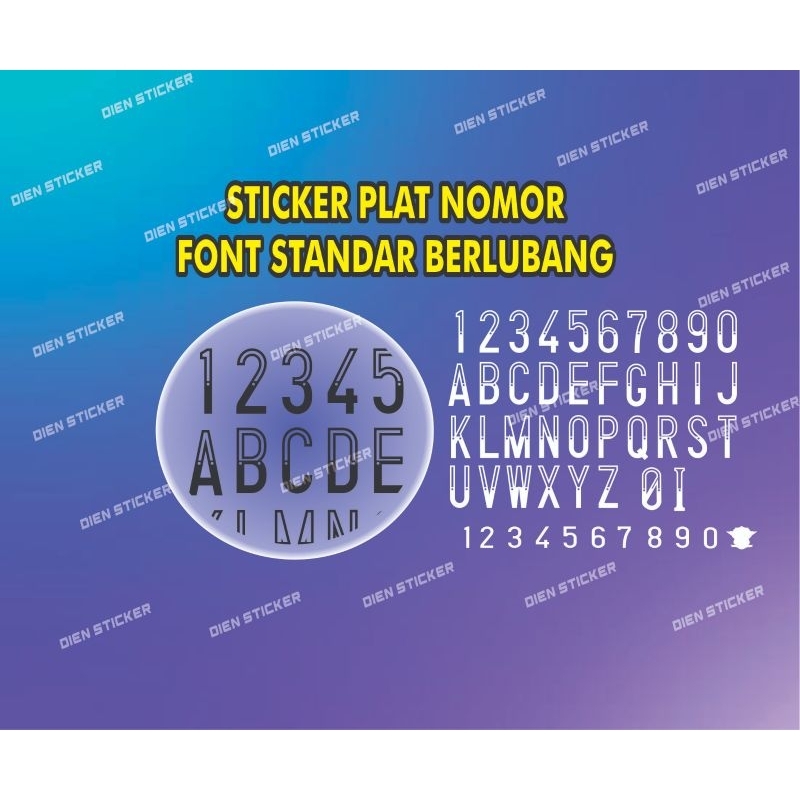 STICKER PLAT NOMOR FONT BERLUBANG b