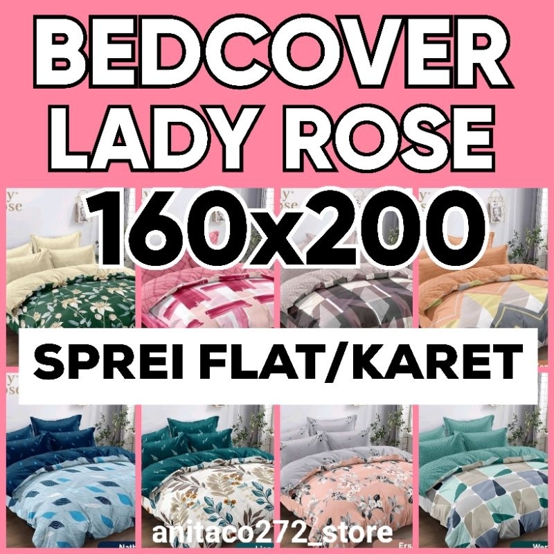 1 SET BEDCOVER LADY ROSE No.2 (QUEEN) FITTED/KARET (SPREI FLAT 160X200)