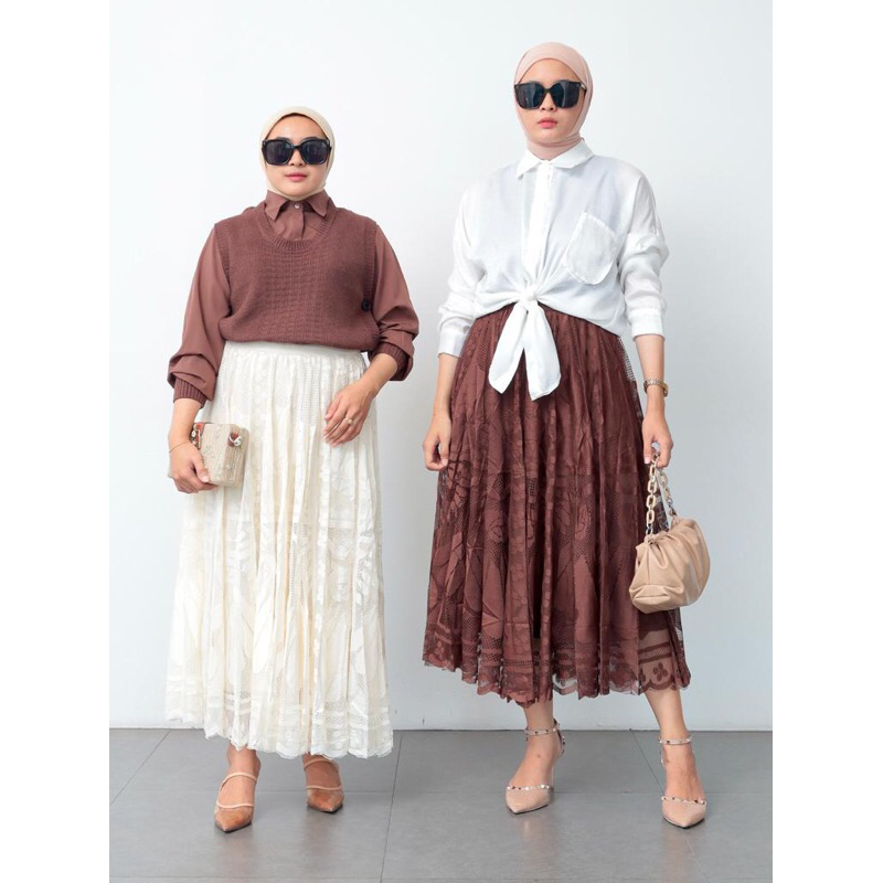 ROK TUTU BRUKAT JUMBO HITAM PUTIH ABU COKLAT IMPORT OVERSIZE BIGSIZE XL