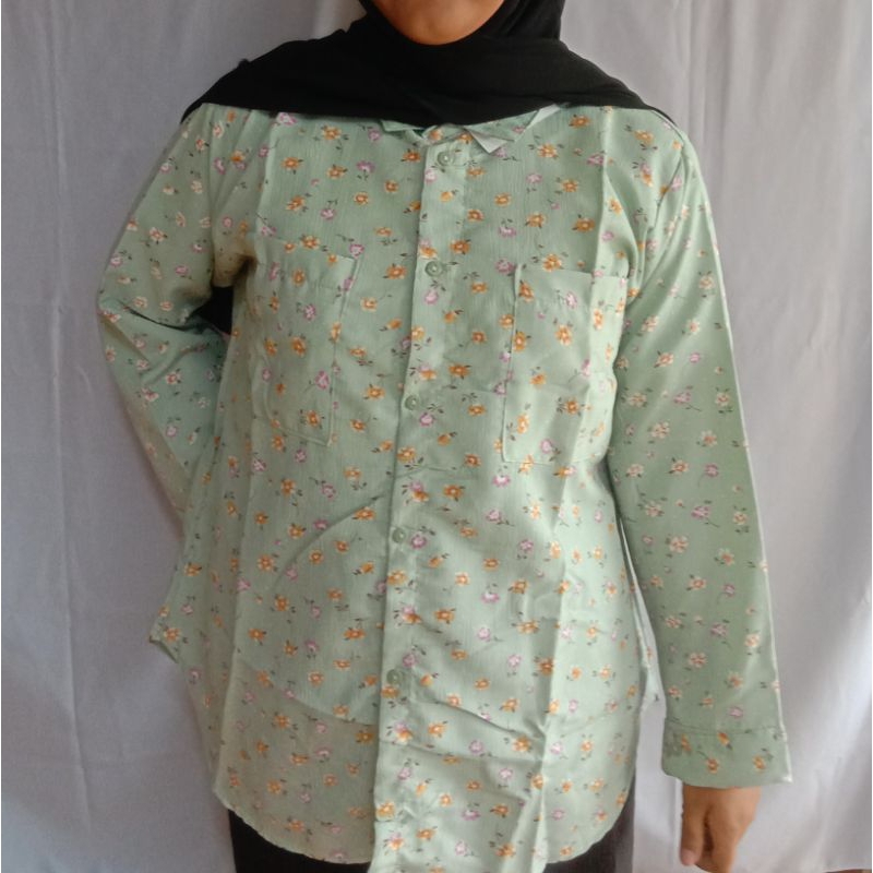 Kemeja Wanita Motif Bunga Sage / Atasan Wanita Motif Bunga Sage / Kemeja Oversize / Kemeja Motif Cri