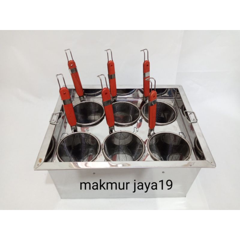 dandang panci mie ayam kotak / tong mie kotak lubang 6 UK 35cmx45cm