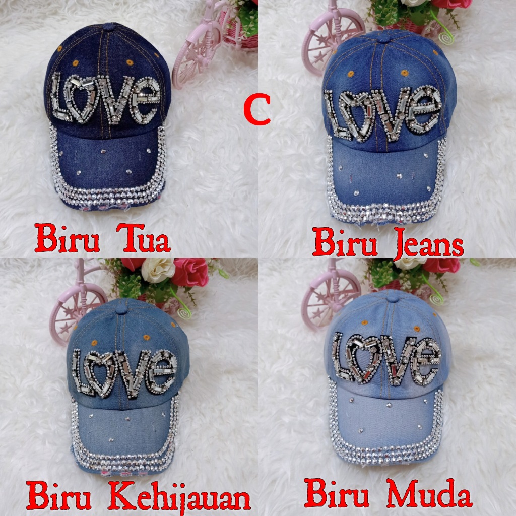 Topi Baseball Denim Wanita | Motif Blink Bling Fashion Kekinian | Topi Dance | Topi Import