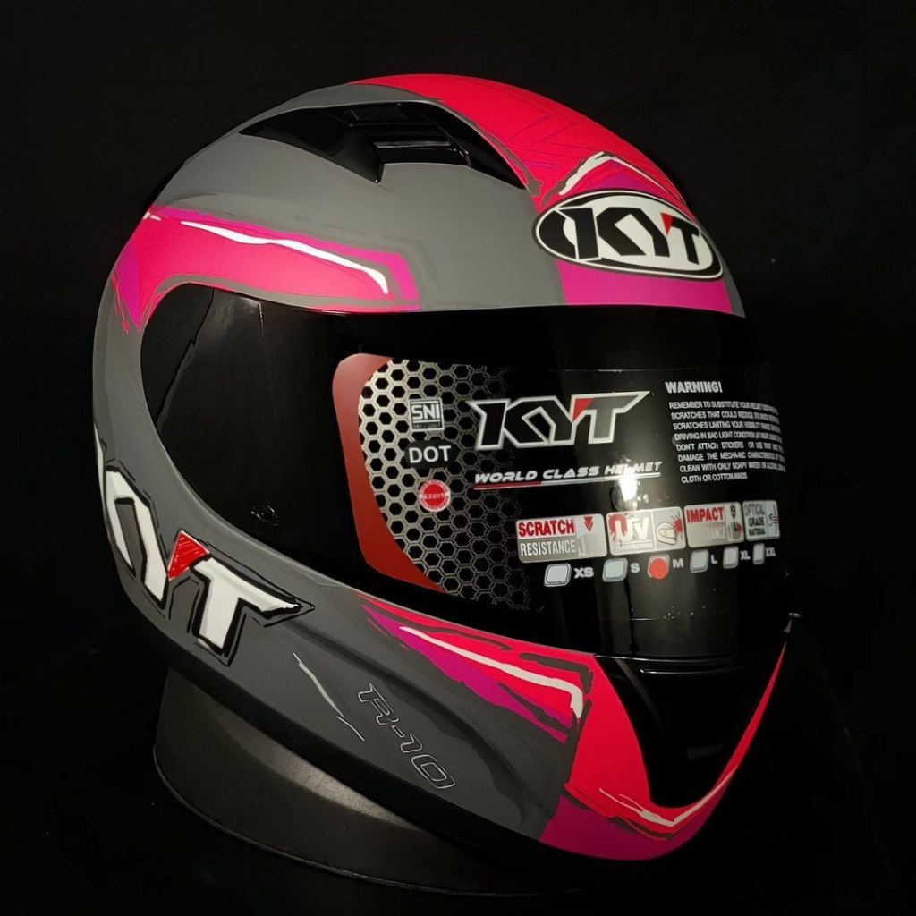 HELM KYT R10 MOTIF 6 MATT GORILLA GREY FUXIA ORIGINAL HELM TOURING KYT R10 MATT GORILA GREY FUXIA OR