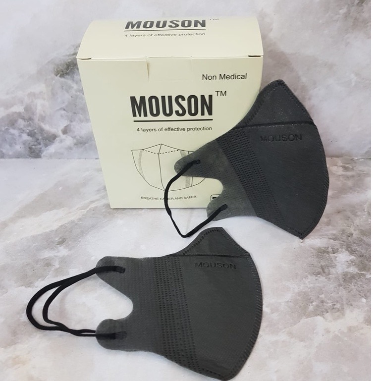 Masker Duckbill Mouson 4PLY Original Putih Hitam Mix Warna isi 50Pcs