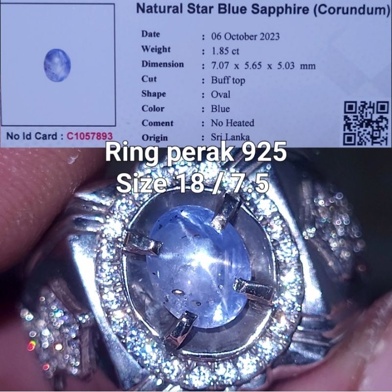 Natural blue star sapphire ceylon safir srilanka BODY GLASS