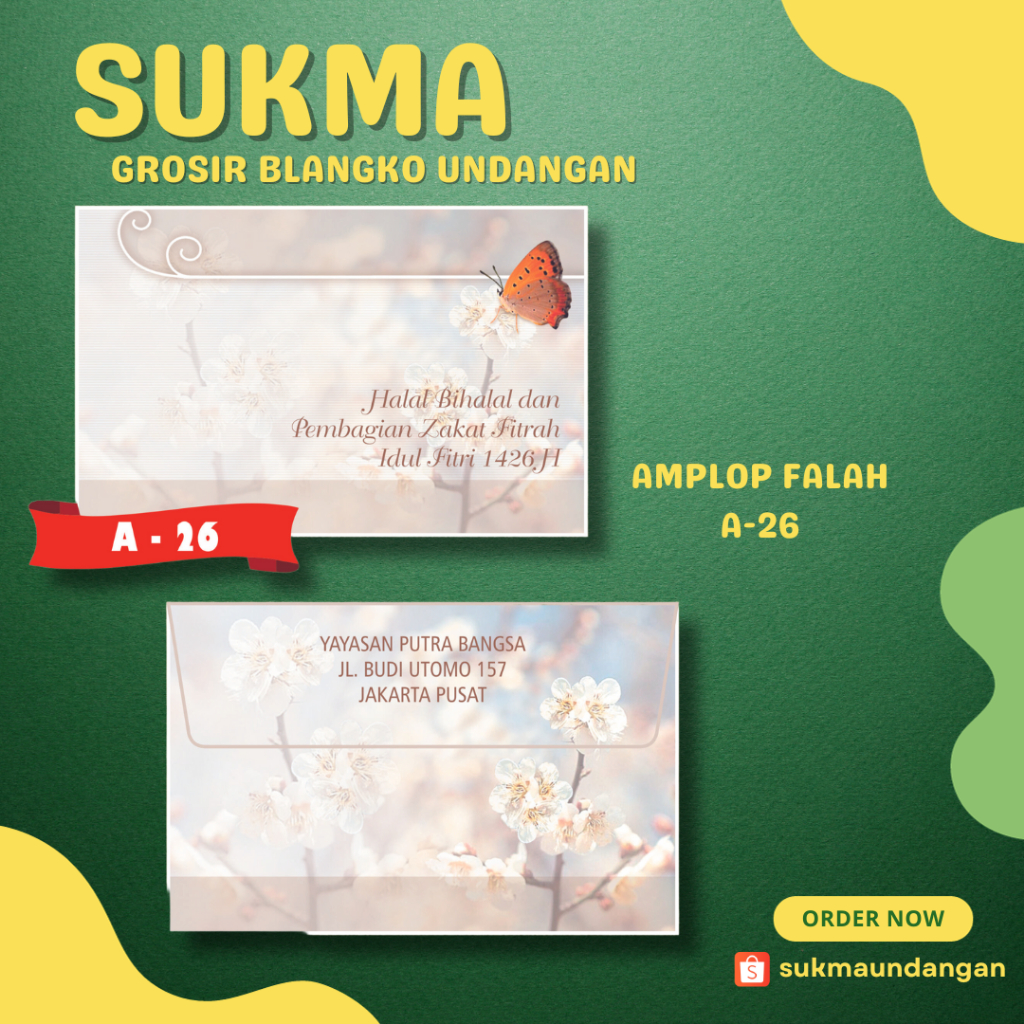 

AMPLOP KONDANGAN NIKAH MURAH FALAH A 26 50 PCS UKURAN KECIL | SUKMA UNDANGAN