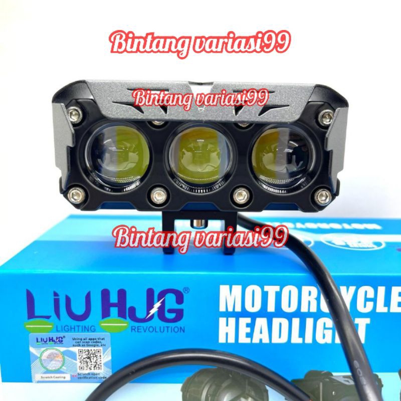 Lampu Tembak LED Foglamp Laser HJG  3 Mata 60 Watt putih kuning High low