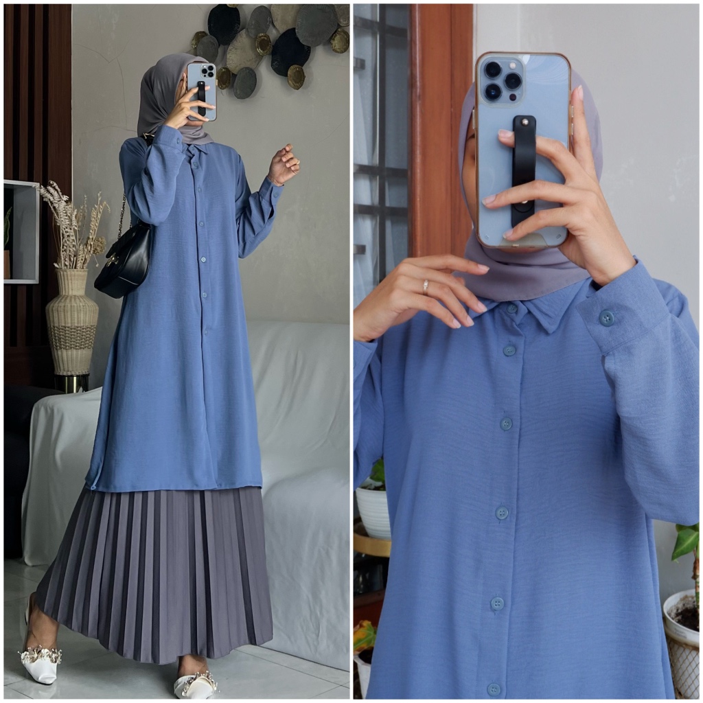 Latopia_ Aqila Airflow Tunik By Zalfa Outfit / Baju Atasan Wanita Muslim Tunik Kerja Kuliah Basic