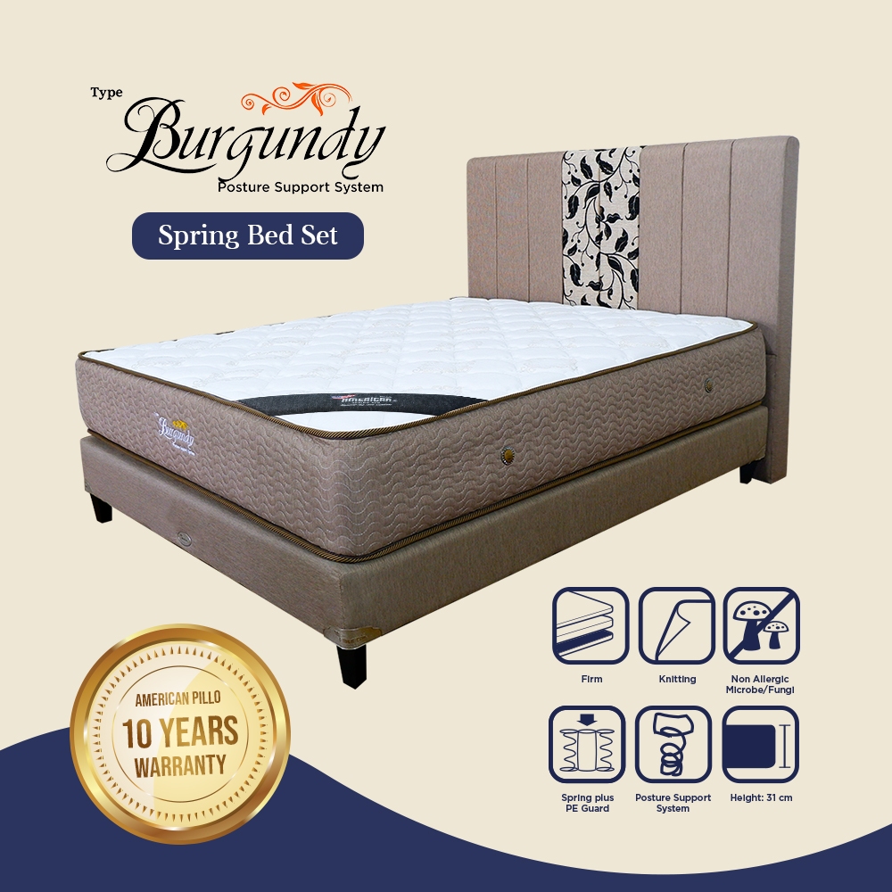 Kasur Springbed Set - American Pillo Burgundy