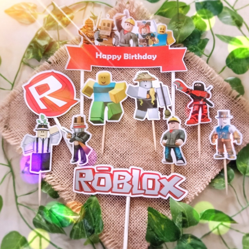 Hiasan / Topper Kue Ulang Tahun Anak Karakter Roblox Bisa Custom / Tambah nama