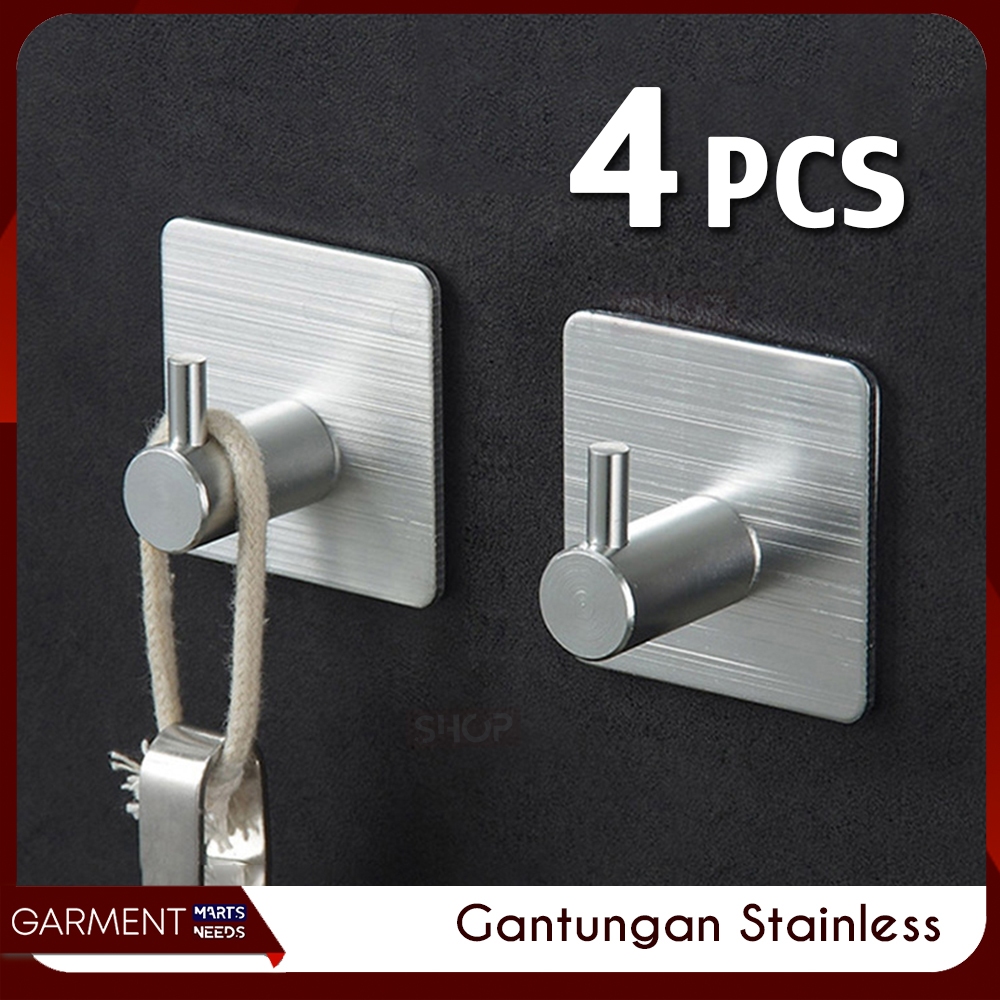 GSTIL - Gantungan Baju Stainless Steel Tempel Dinding Kapstok Baju Kunci Spatula Panci Hook Serbagun