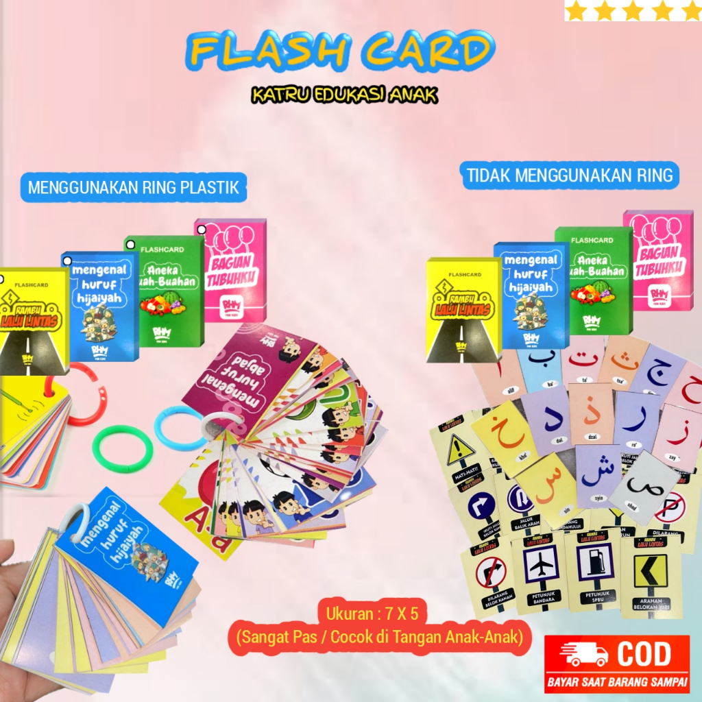 Flash Card  Kartu Pintar Mainan Edukasi Anak - Kartu Huruf Hijaiyah - Kartu Abjad / R O