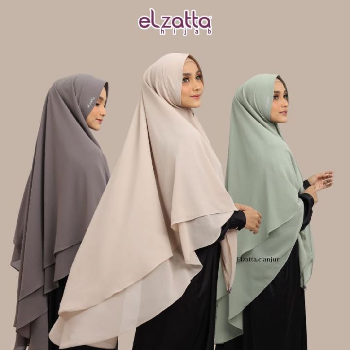 Hijab Khimar Syari jumbo 2 layer hijab ceruty jumbo polos elzatta